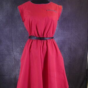 Vintage Style Red Sleeveless Dress with removable belt
